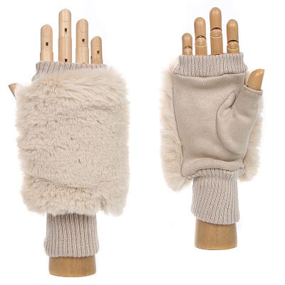 JIF16-5 FABRETTI Перчатки жен. искусственный мех 100%полиэстер, 90% полиэстер/10% эластан