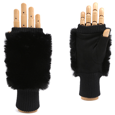 JIF16-1 FABRETTI Перчатки жен. искусственный мех 100%полиэстер, 90% полиэстер/10% эластан