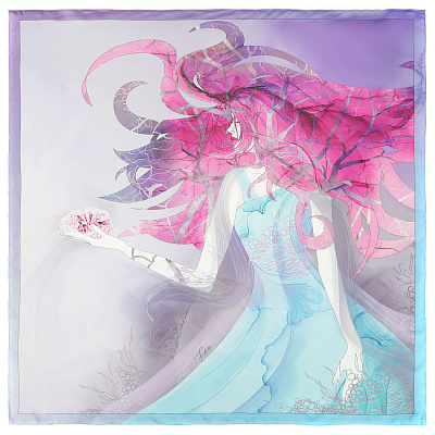 VFS0007-10 Платок жен. 100% шелк 90x90 FABRETTI