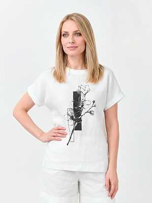 NBLT001-2P FABRETTI Блуза женская 100% лен/ 98% хлопок , 2% эластан