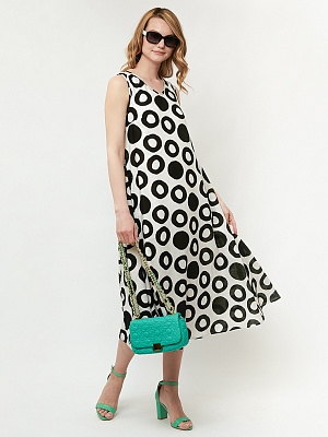 NNFAB08BW-2 FABRETTI Платье женское 55% вискоза, 35% хлопок, 10% лен