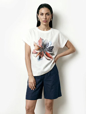 NBLT002-210P FABRETTI Блуза женский 100% лен/ 98% хлопок , 2% эластан