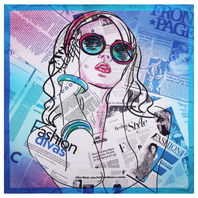 CXSS228-8 Платок жен. 100% шелк  90x90 FABRETTI